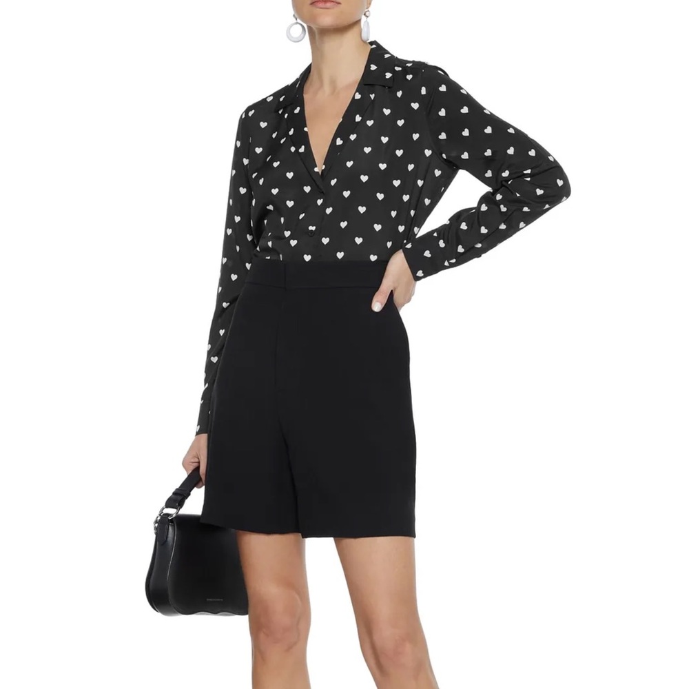 Equipment Heart Print Adalyn Black/White Button Down Shirt in Xs